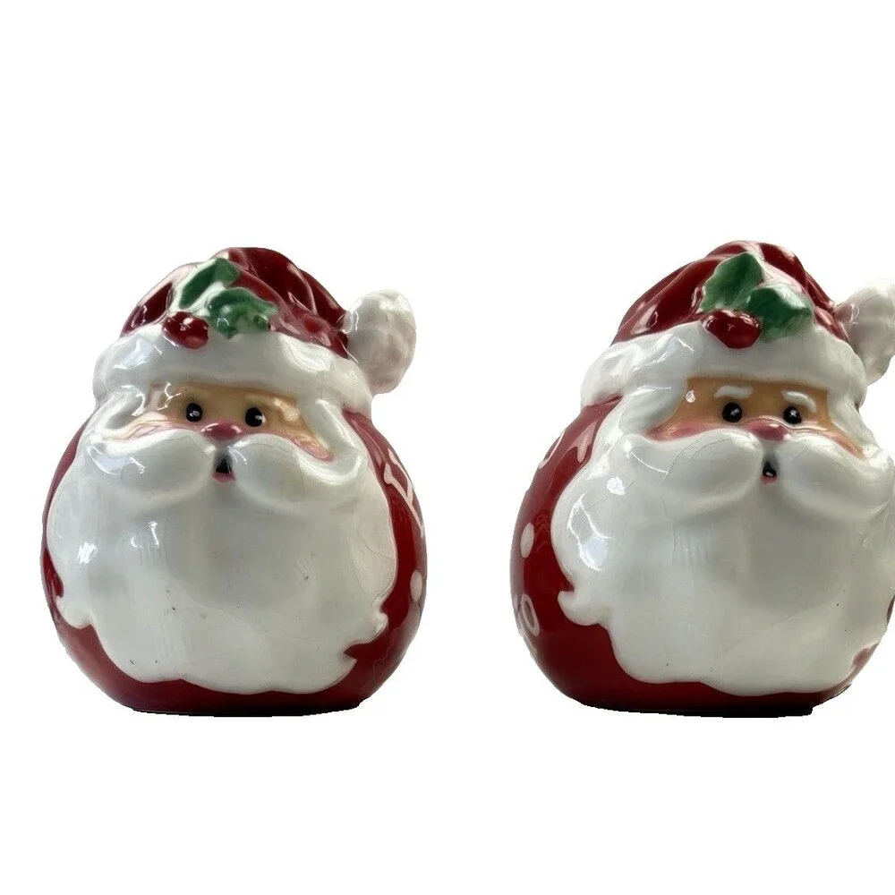 Vintage Ceramic Santa Claus Salt & Pepper Shakers Ho Ho Ho Christmas Set